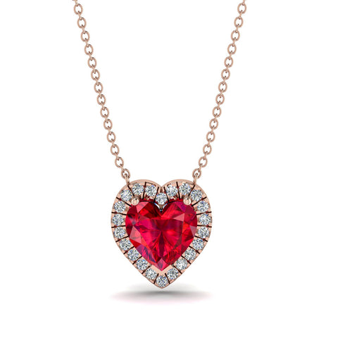 4.7Ct Ruby Halo Heart Necklace - Jaylene No. 11