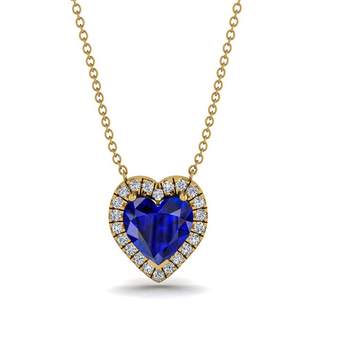 4.7Ct Sapphire Halo Heart Necklace - Jaylene No. 13