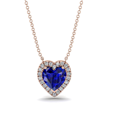 4.7Ct Sapphire Halo Heart Necklace - Jaylene No. 14