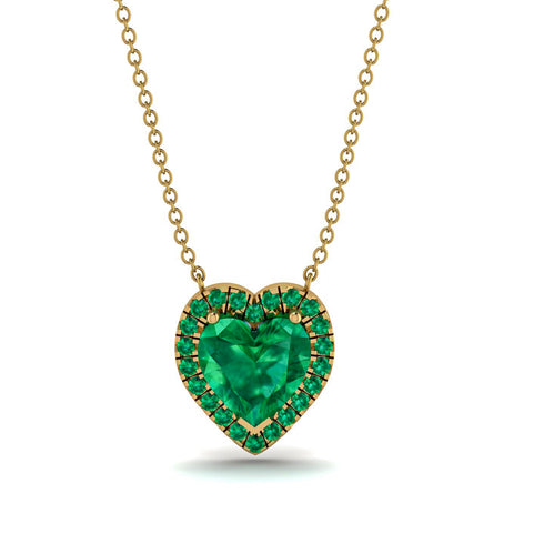 4.7Ct Emerald Halo Heart Necklace - Jaylene No. 19