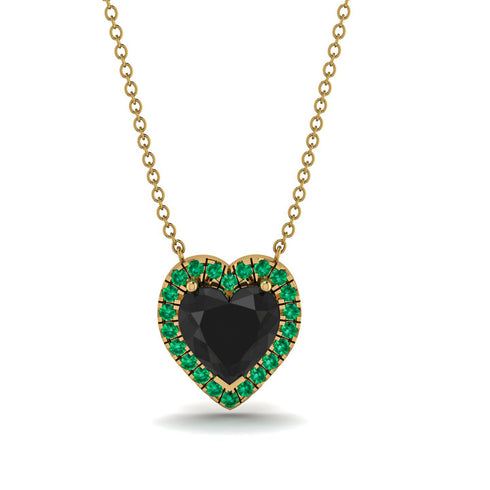 4.7Ct Black Diamond Halo Heart Necklace - Jaylene No. 22