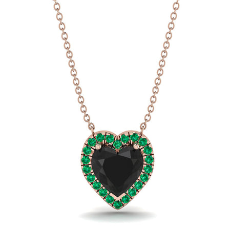 4.7Ct Black Diamond Halo Heart Necklace - Jaylene No. 23