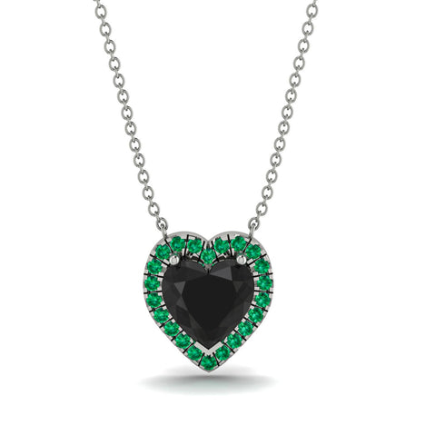 4.7Ct Black Diamond Halo Heart Necklace - Jaylene No. 24