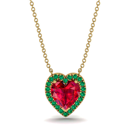 4.7Ct Ruby Halo Heart Necklace - Jaylene No. 25