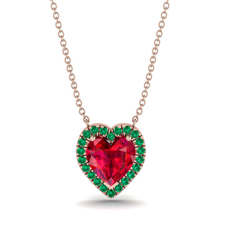 4.7Ct Ruby Halo Heart Necklace - Jaylene No. 26