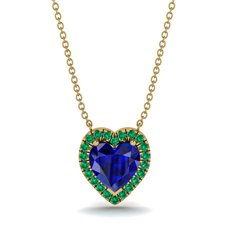 4.7Ct Sapphire Halo Heart Necklace - Jaylene No. 28