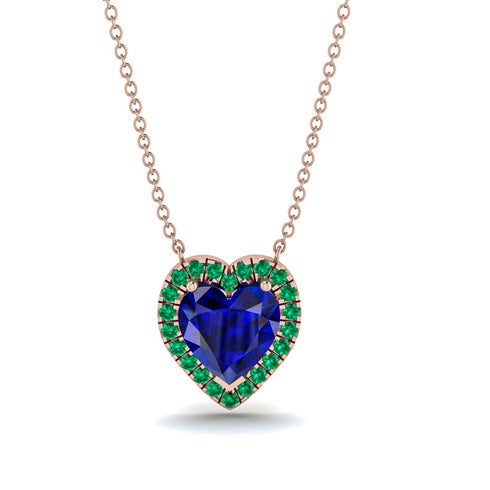 4.7Ct Sapphire Halo Heart Necklace - Jaylene No. 29