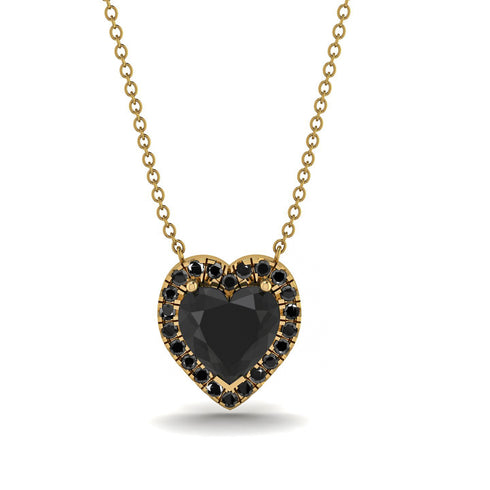 4.7Ct Black Diamond Halo Heart Necklace - Jaylene No. 37