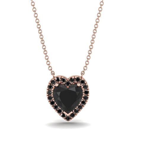 4.7Ct Black Diamond Halo Heart Necklace - Jaylene No. 38