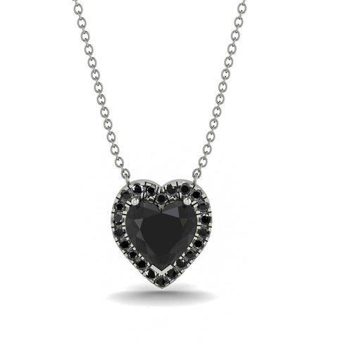 4.7Ct Black Diamond Halo Heart Necklace - Jaylene No. 39