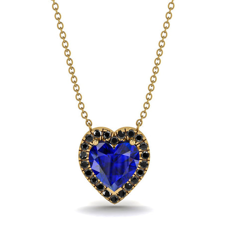 4.7Ct Sapphire Halo Heart Necklace - Jaylene No. 43