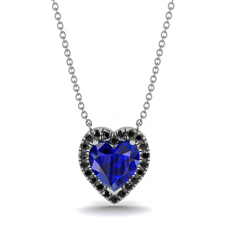 4.7Ct Sapphire Halo Heart Necklace - Jaylene No. 45