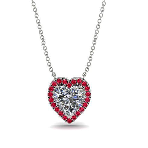 4.7Ct Diamond Halo Heart Necklace - Jaylene No. 48