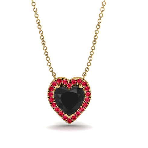 4.7Ct Black Diamond Halo Heart Necklace - Jaylene No. 52