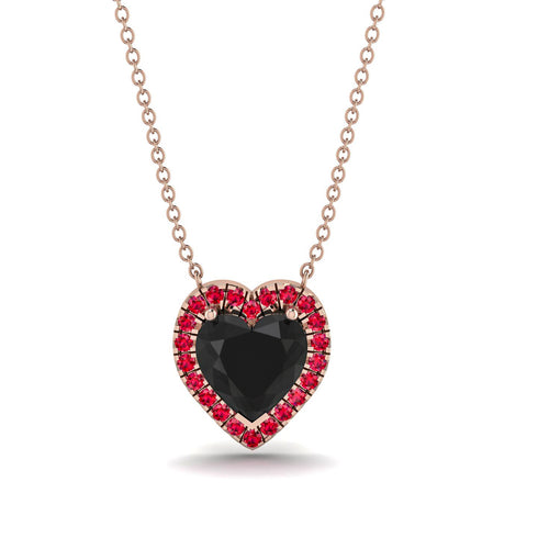 4.7Ct Black Diamond Halo Heart Necklace - Jaylene No. 53