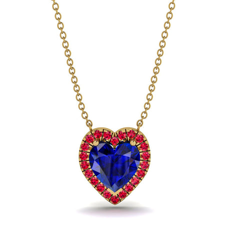 4.7Ct Sapphire Halo Heart Necklace - Jaylene No. 58