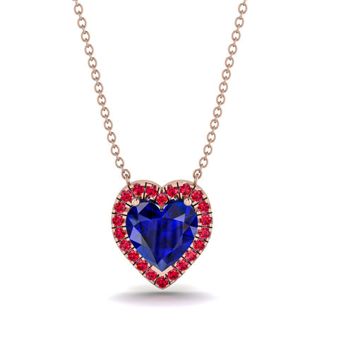 4.7Ct Sapphire Halo Heart Necklace - Jaylene No. 59