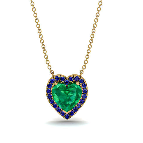 4.7Ct Emerald Halo Heart Necklace - Jaylene No. 64