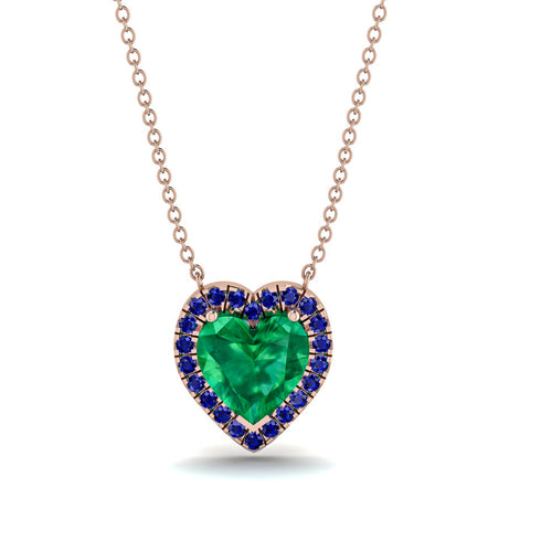 4.7Ct Emerald Halo Heart Necklace - Jaylene No. 65