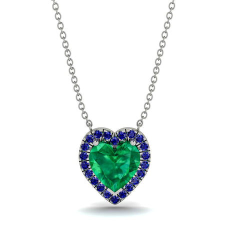 4.7Ct Emerald Halo Heart Necklace - Jaylene No. 66