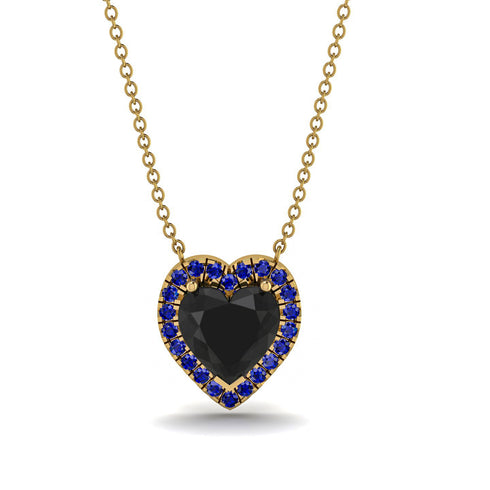 4.7Ct Black Diamond Halo Heart Necklace - Jaylene No. 67