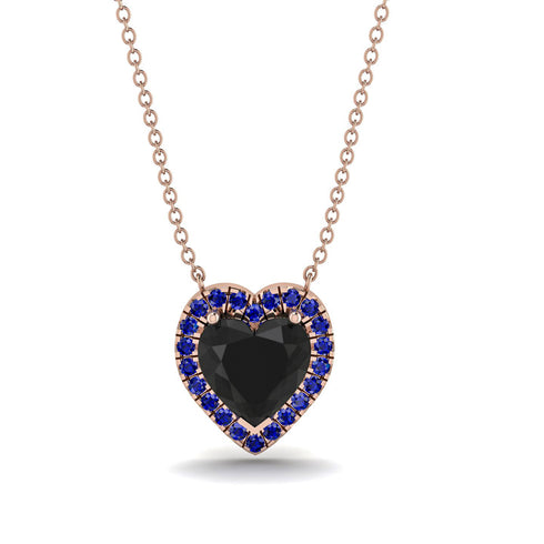 4.7Ct Black Diamond Halo Heart Necklace - Jaylene No. 68