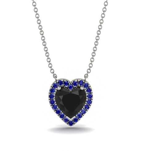 4.7Ct Black Diamond Halo Heart Necklace - Jaylene No. 69