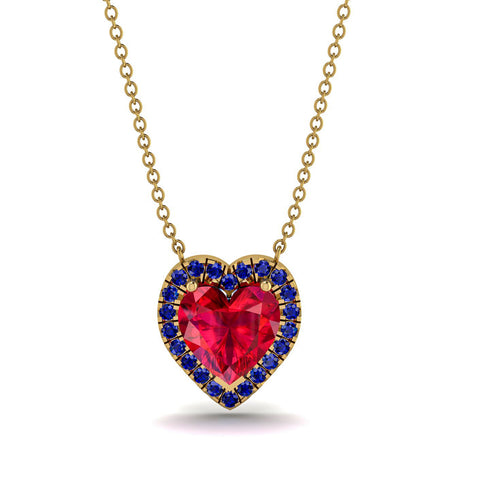 4.7Ct Ruby Halo Heart Necklace - Jaylene No. 70