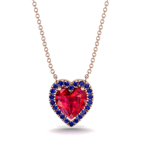 4.7Ct Ruby Halo Heart Necklace - Jaylene No. 71