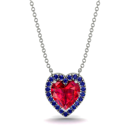 4.7Ct Ruby Halo Heart Necklace - Jaylene No. 72