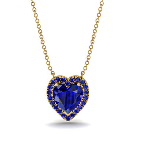 4.7Ct Sapphire Halo Heart Necklace - Jaylene No. 73