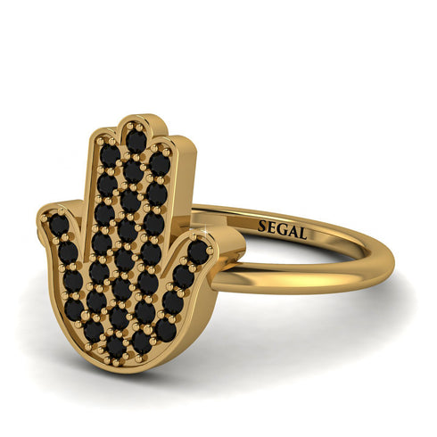 Black Diamond Pave Hamsa Ring - Maeve No. 7