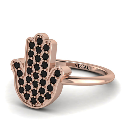 Black Diamond Pave Hamsa Ring - Maeve No. 8