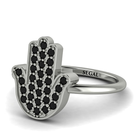 Black Diamond Pave Hamsa Ring - Maeve No. 9