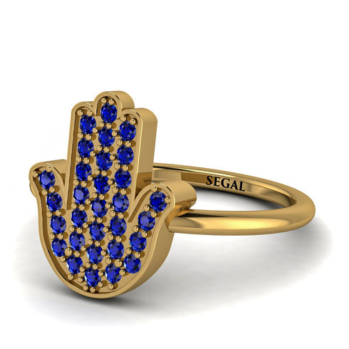 Sapphire Pave Hamsah Ring - Maeve No. 13