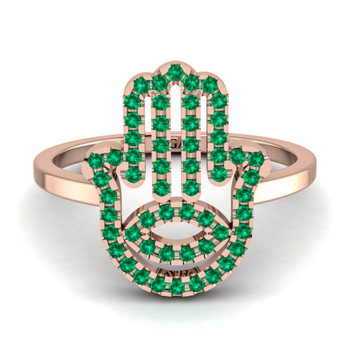 Glamorous Hamsa Emerald Ring - Meredith No. 5