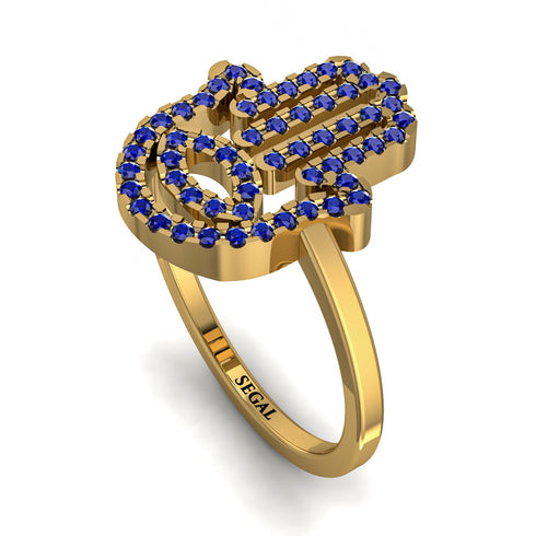 Glamorous Hamsa Sapphire Ring - Meredith No. 13