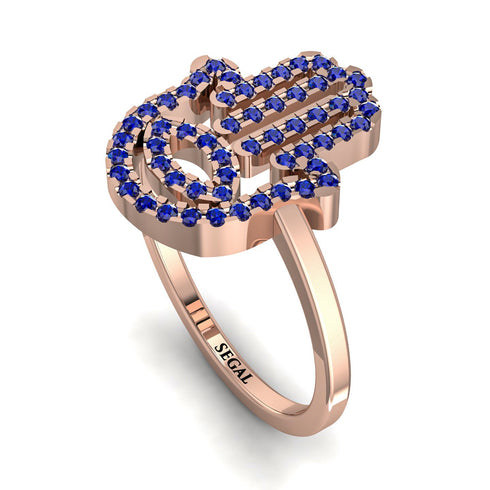 Glamorous Hamsa Sapphire Ring - Meredith No. 14