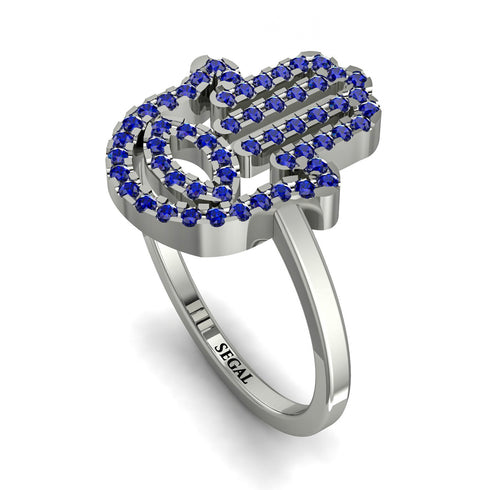 Glamorous Hamsa Sapphire Ring - Meredith No. 15