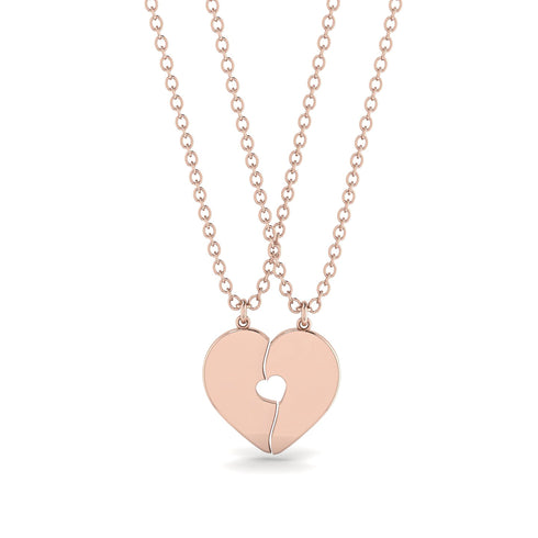 Two Half Heart Gold Couple Necklace - Denise No. 2