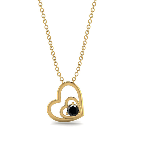 Two Hearts Black Diamond Necklace - Dana No. 7