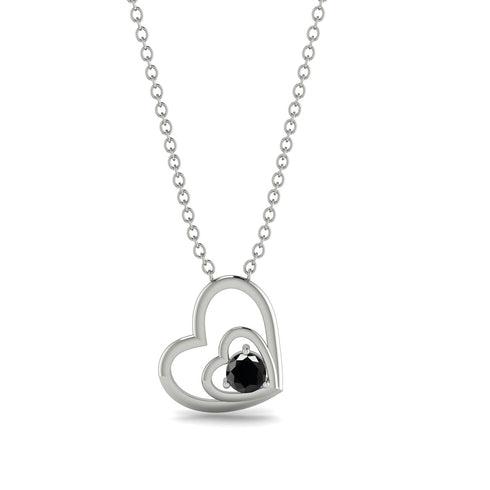 Two Hearts Black Diamond Necklace - Dana No. 9