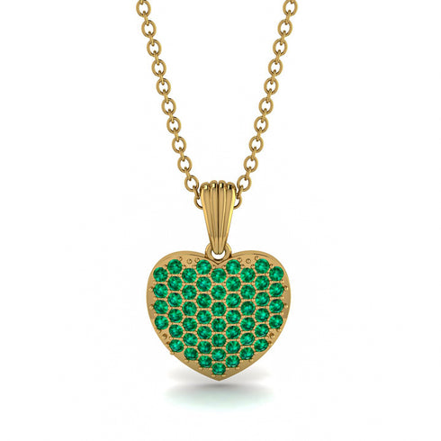 Emerald Pave Heart Pendant - Yasmin No. 4