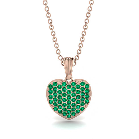 Emerald Pave Heart Pendant - Yasmin No. 5