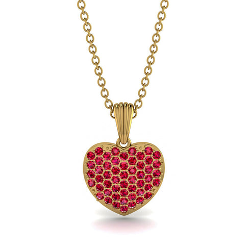 Ruby Pave Heart Pendant - Yasmin No. 10