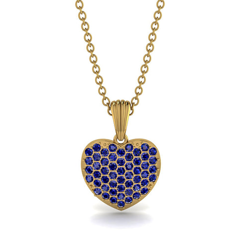 Sapphire Pave Heart Pendant - Yasmin No. 13