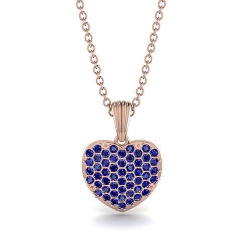 Sapphire Pave Heart Pendant - Yasmin No. 14