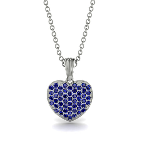 Sapphire Pave Heart Pendant - Yasmin No. 15