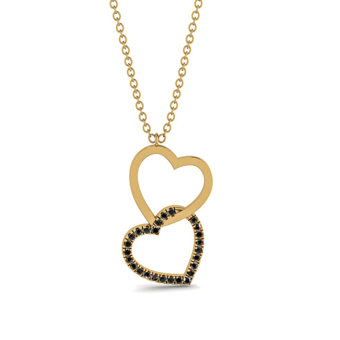 Interlocked Hearts Black Diamond Necklace - Wendy No. 7