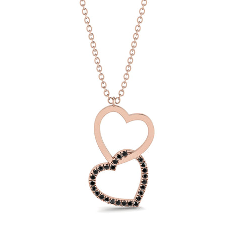 Interlocked Hearts Black Diamond Necklace - Wendy No. 8